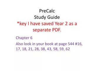 PreCalc Study Guide *key I have saved Year 2 as a separate PDF.