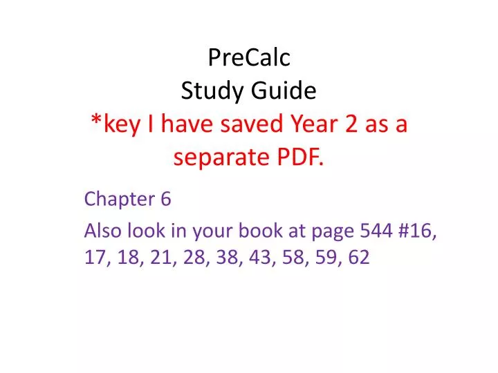 precalc study guide key i have saved year 2 as a separate pdf