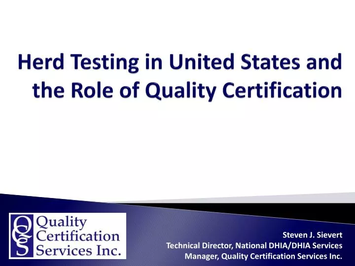 herd testing in united states and the role of quality certification