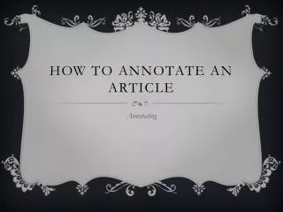 How to annotate an article