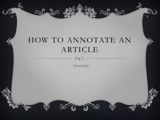 how to annotate an article