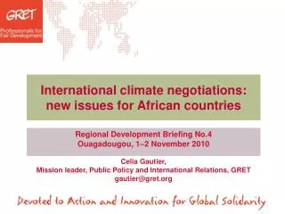 International climate negotiations: new issues for African countries
