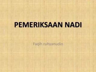 pemeriksaan nadi