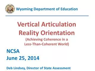 Vertical Articulation Reality Orientation (Achieving Coherence in a Less-Than-Coherent World)