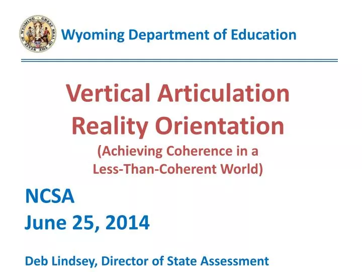 vertical articulation reality orientation achieving coherence in a less than coherent world