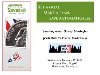Learning about Saving Strategies presented by Federal Credit Union