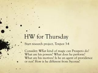 hw for thursday
