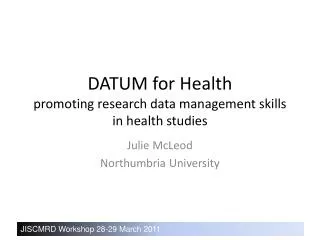 DATUM for Health promoting research data management skills in health studies
