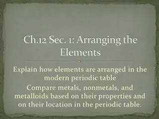 ch 12 sec 1 arranging the elements