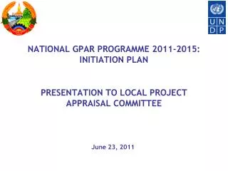 NATIONAL GPAR PROGRAMME 2011-2015: INITIATION PLAN