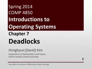 Spring 2014 COMP 4850 Introductions to Operating Systems