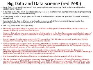 Big Data and Data Science (red I590)
