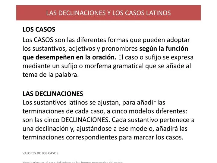 las declinaciones y los casos latinos