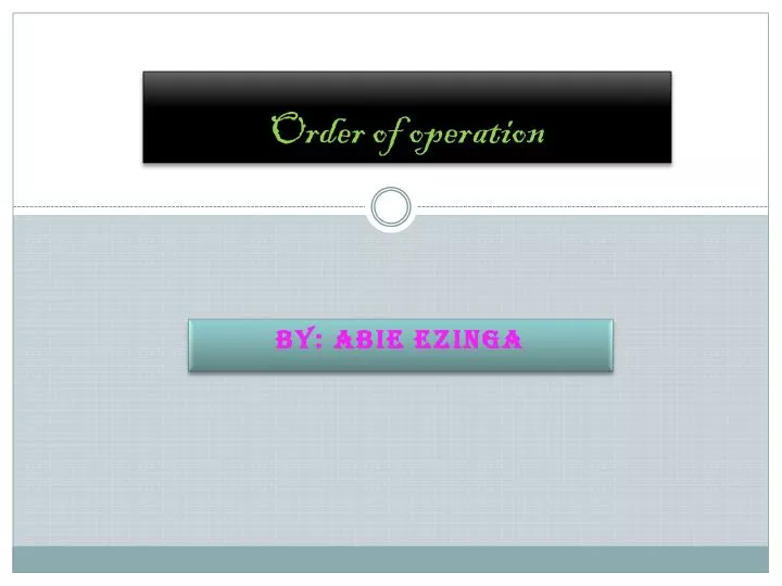 order of operation