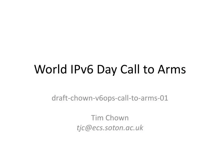 world ipv6 day call to arms