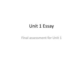 Unit 1 Essay