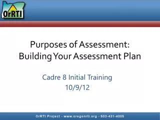 Purposes of Assessment: Building Your Assessment Plan