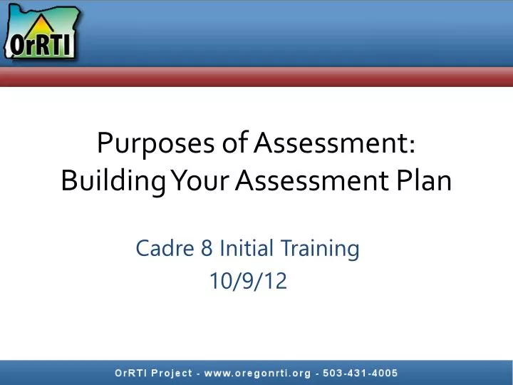 purposes of assessment building your assessment plan