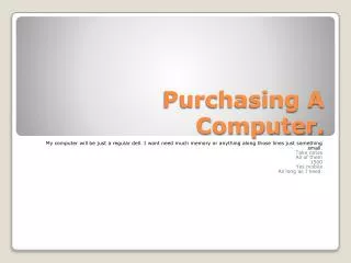 Purchasing A Computer.