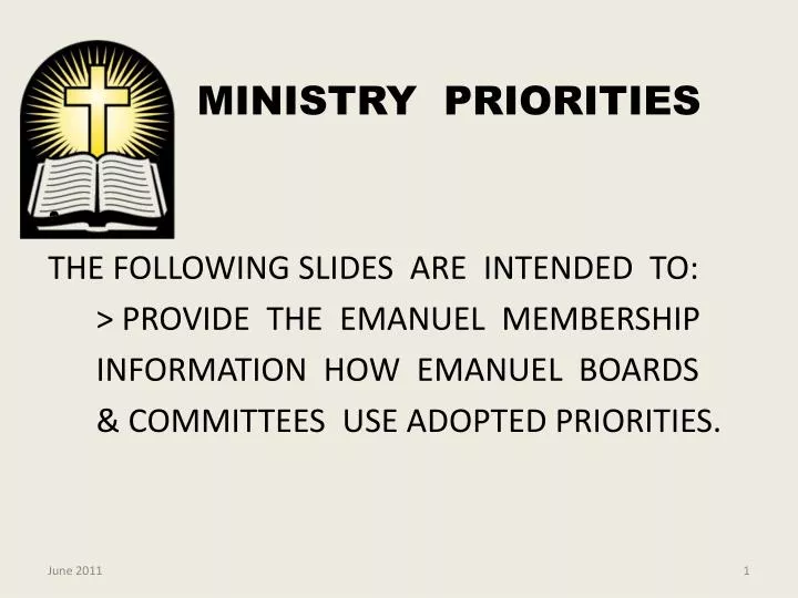 ministry priorities