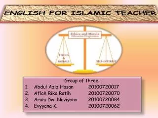 ENGLISH FOR ISLAMIC TEACHER
