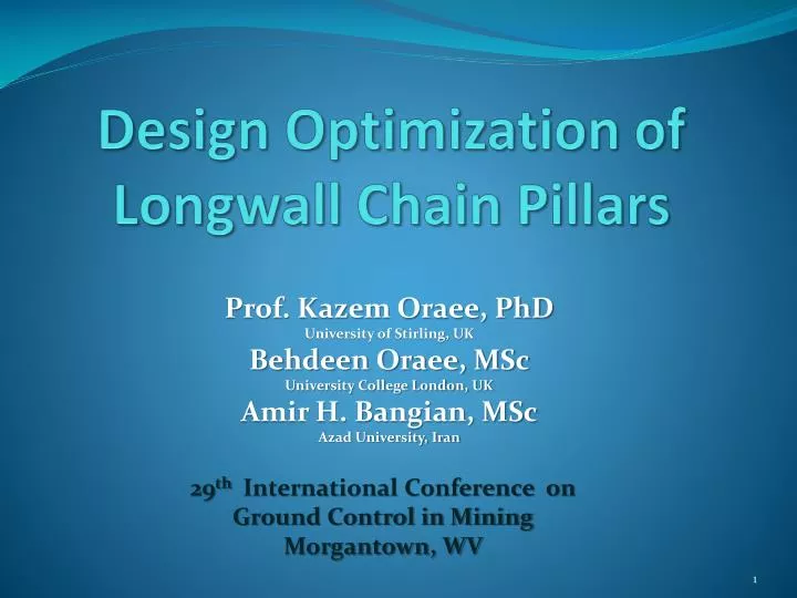 design optimization of longwall chain pillars