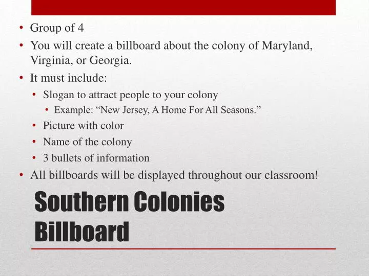 southern colonies billboard
