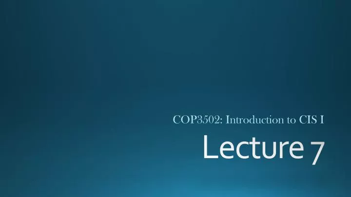 cop3502 introduction to cis i