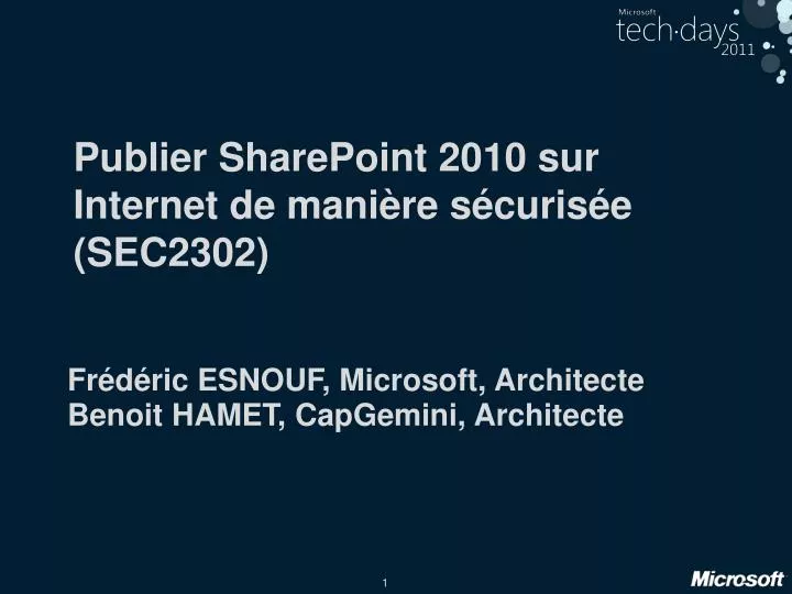 publier sharepoint 2010 sur internet de mani re s curis e sec2302