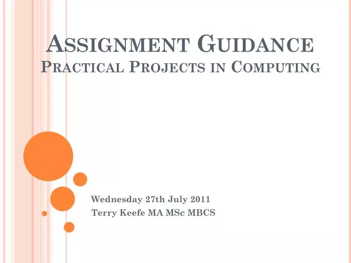 assignment guidance practical projects in computing