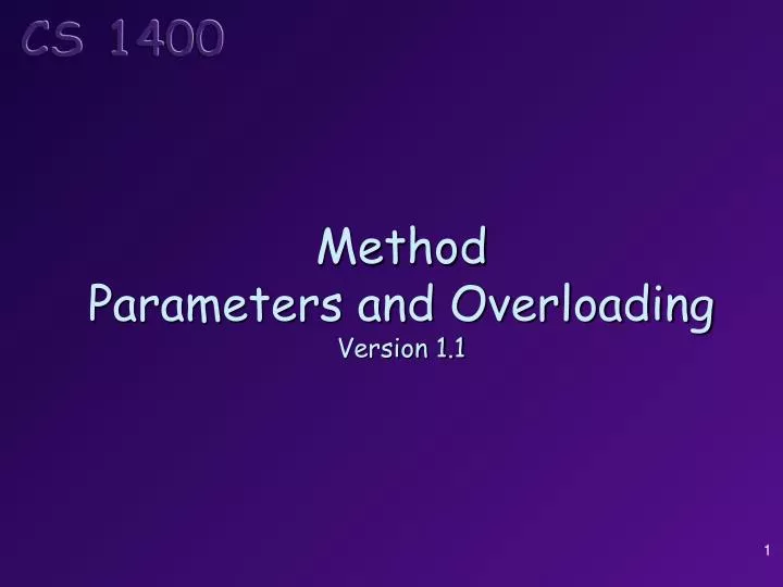 method parameters and overloading version 1 1