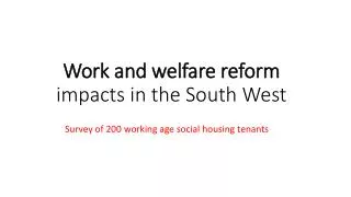 Work and welfare reform impacts in the South West