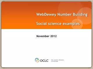 WebDewey Number Building Social science examples