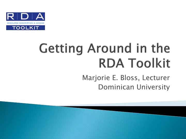 getting around in the rda toolkit
