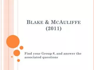 Blake &amp; McAuliffe (2011)