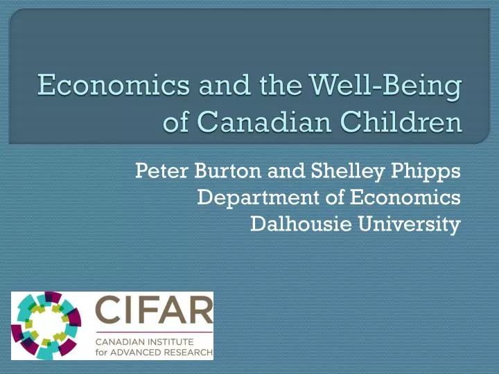 economics and the well being of canadian children