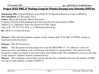 Project: IEEE P802.15 Working Group for Wireless Personal Area Networks (WPANs)