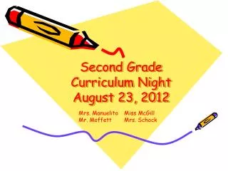 Second Grade Curriculum Night August 23, 2012