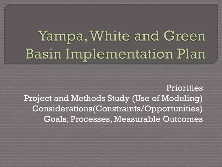 yampa white and green basin implementation plan