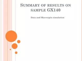 Summary of results on sample GX140