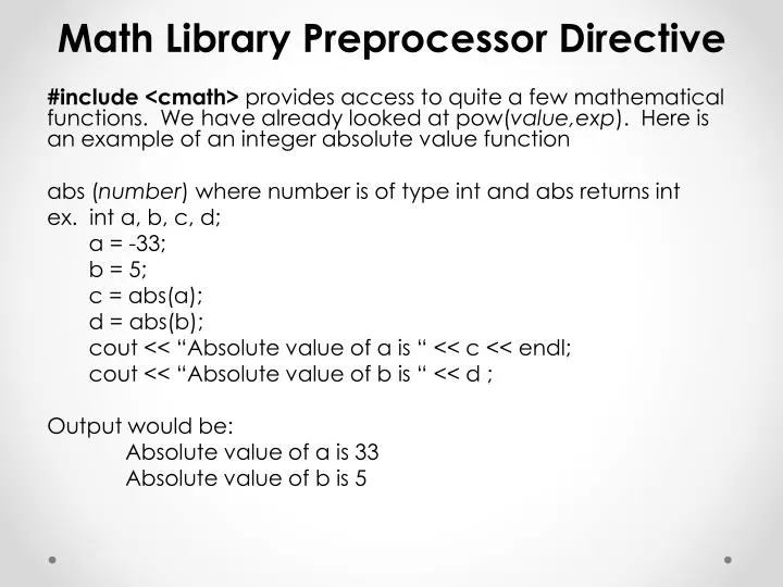 math library preprocessor directive