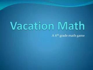 Vacation Math