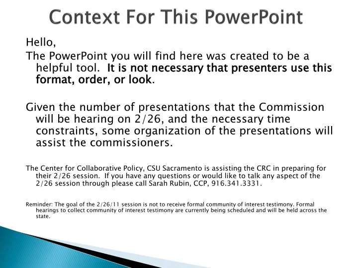 context for this powerpoint