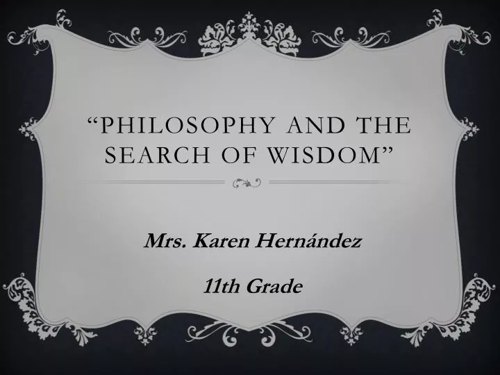philosophy and the search of wisdom