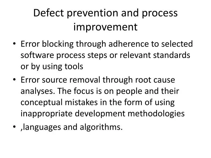 defect prevention and process improvement