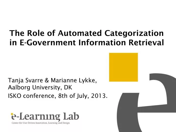 the role of automated categorization in e government information retrieval
