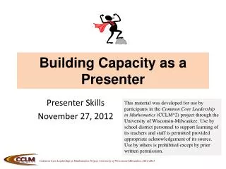 Building Capacity as a Presenter