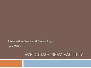 Welcome New Faculty