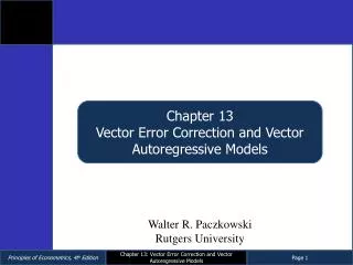 Chapter 13 Vector Error Correction and Vector Autoregressive Models