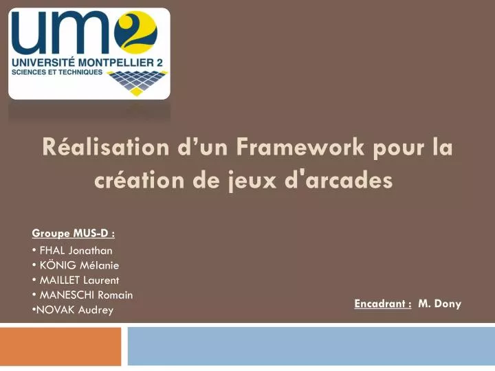 r alisation d un framework pour la cr ation de jeux d arcades